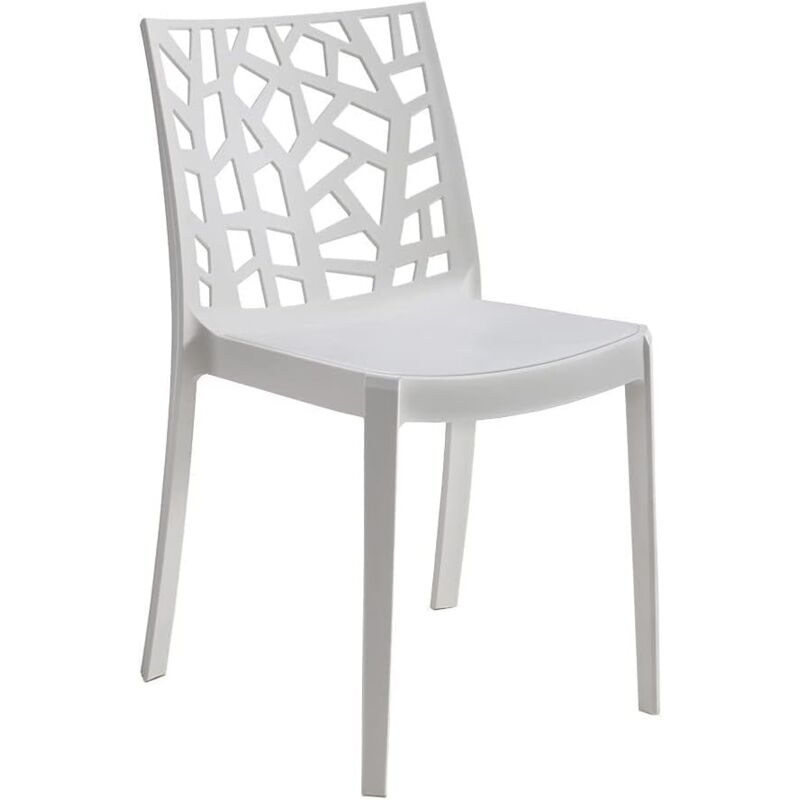 foto del prodotto gloupie set 6 sedie matrix in polipropilene bianco, 55x47x82 cm,peso 4 kg,per interno ed esterno,made in italy,impilabili