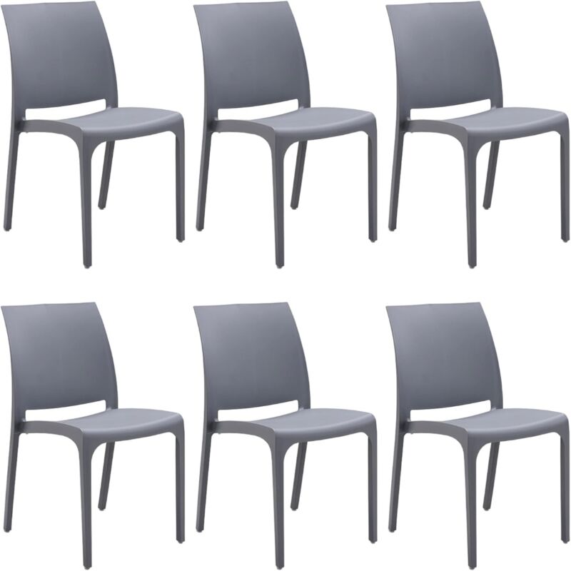 foto del prodotto gloupie set 6 sedie volga in polipropilene grigio,54x46x81cm,peso 3,5kg,per interno esterno,made in italy,sedie impilabili