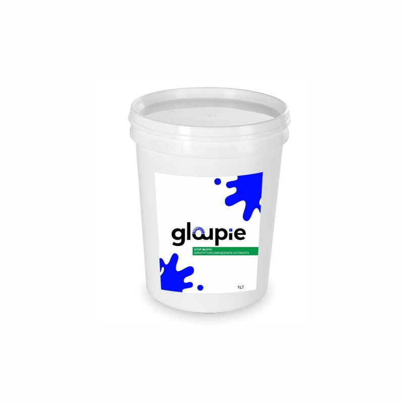 foto del prodotto gloupie stop muffa pittura all acqua antimuffa traspirante per pareti ambienti interni, 1 litro, bianco, made in italy