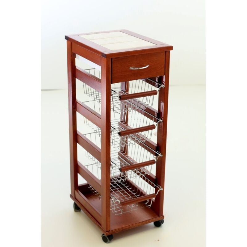 foto del prodotto gm carrello portafrutta vesuvio salvaspazio 1 cassetto ciliegio 83 x 29 x 36 cm