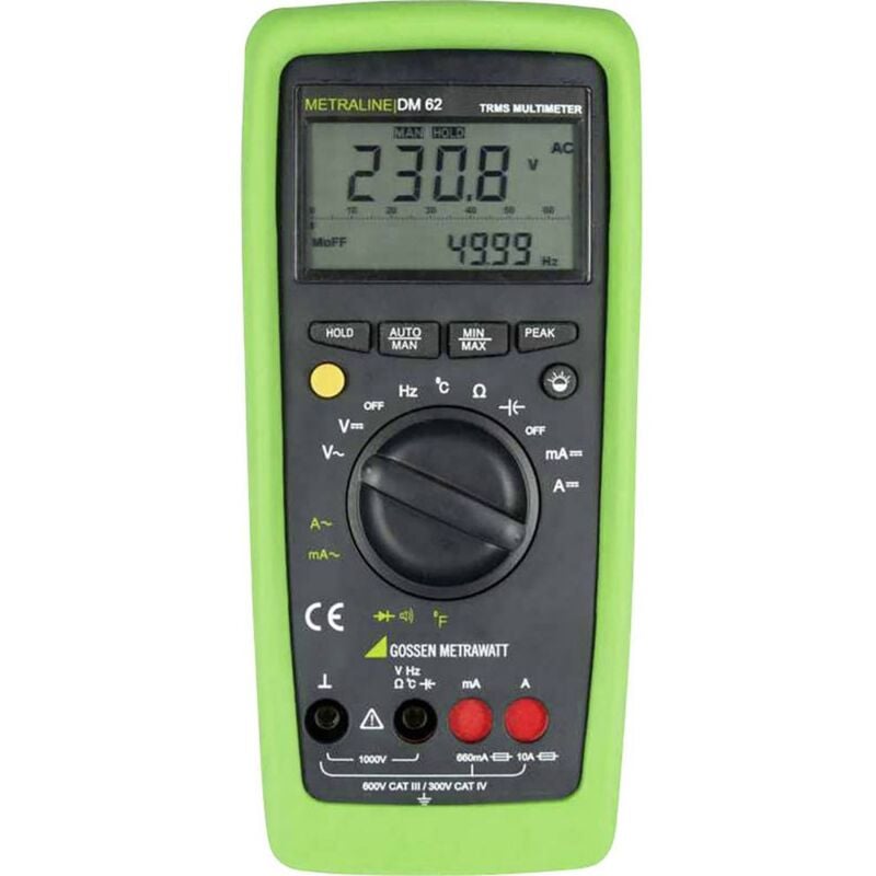 foto del prodotto gmc gossen metrawatt metraline dm 62 multimetro portatile digitale cat iii 600 v, cat iv 300 v display counts 6600