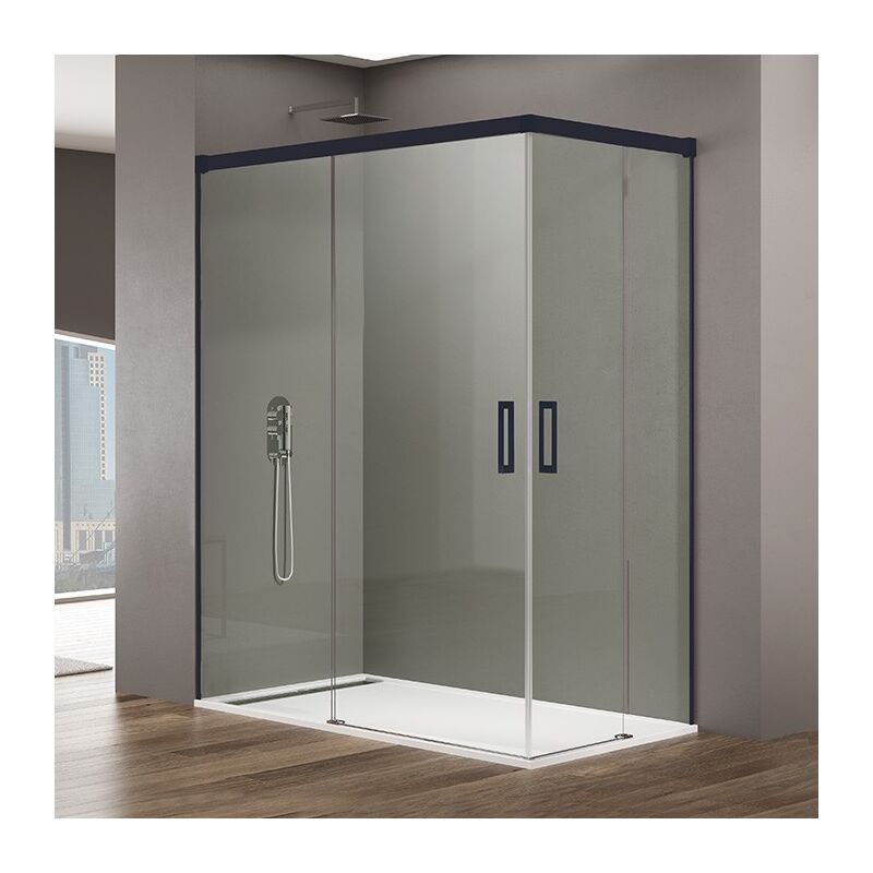 foto del prodotto gme box doccia apertura angolare basic black estensione 1 105 109 estensione 2 70 75
