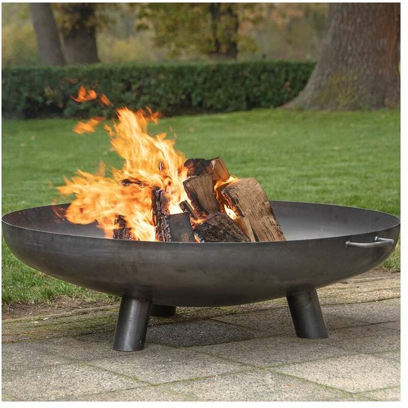 foto del prodotto gmr braciere da giardino esterno in acciaio effetto invecchiato diam.57cm dafne