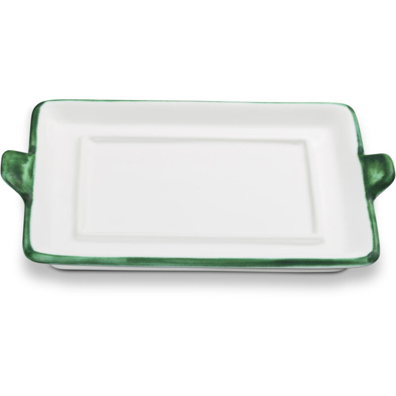 foto del prodotto gmundner keramik, base per piatto da burro con bordo verde
