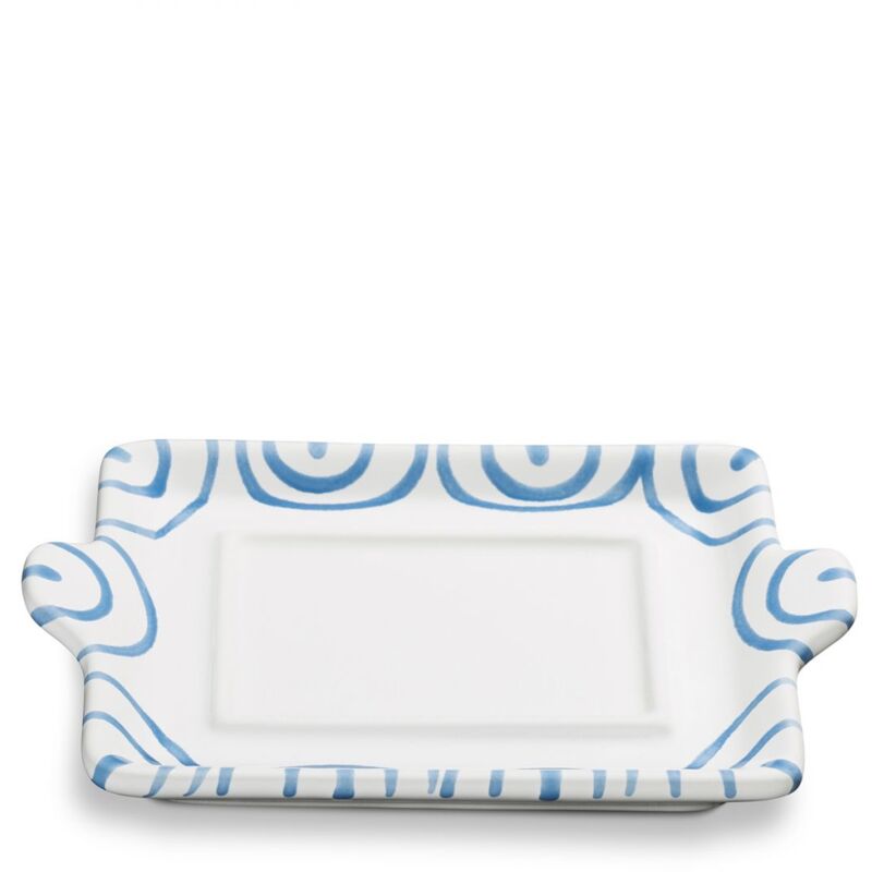 foto del prodotto gmundner keramik ceramica gmundner blu fiammato, parte inferiore del piatto da burro