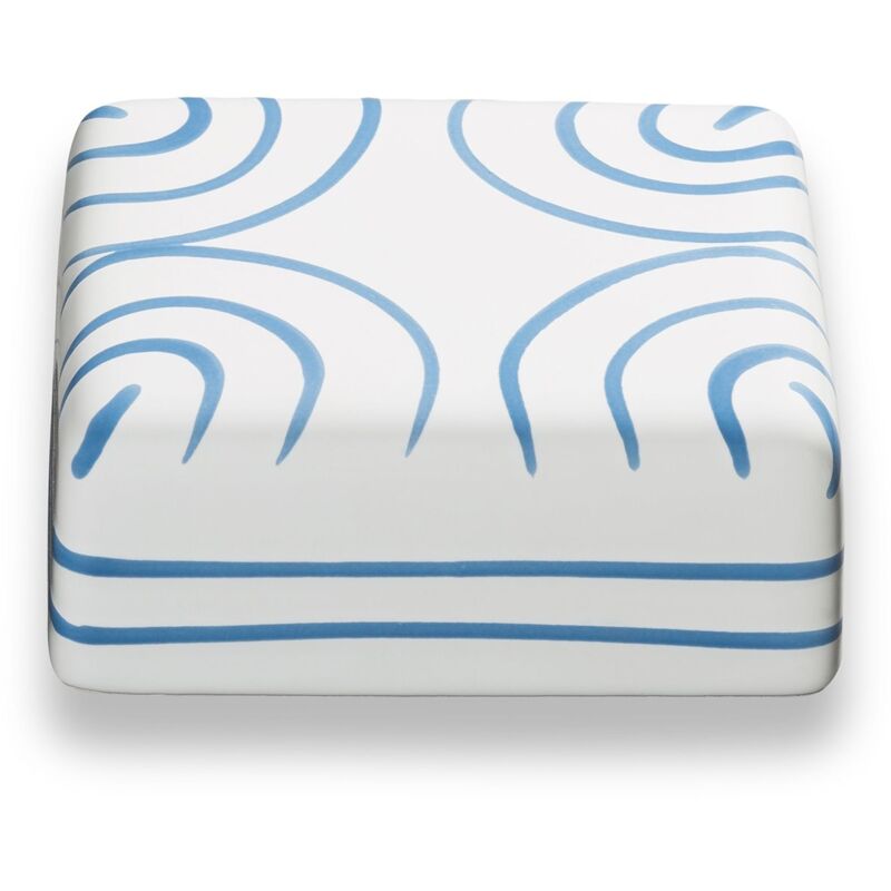 foto del prodotto gmundner keramik ceramica gmundner blu fiammato, parte superiore del piatto da burro