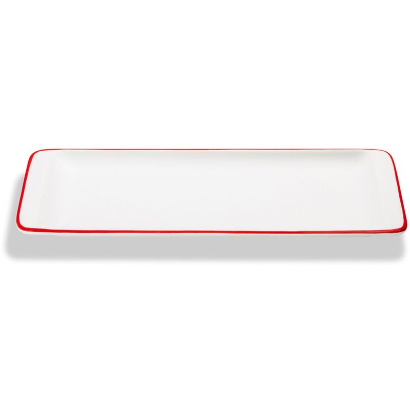 foto del prodotto gmundner keramik ceramica gmundner bordo rosso rubino, piatto stollen 42 x 16 cm