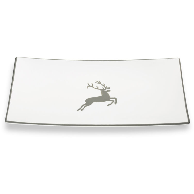 foto del prodotto gmundner keramik ceramica gmundner cervo grigio, piatto rettangolare 30x20cm 