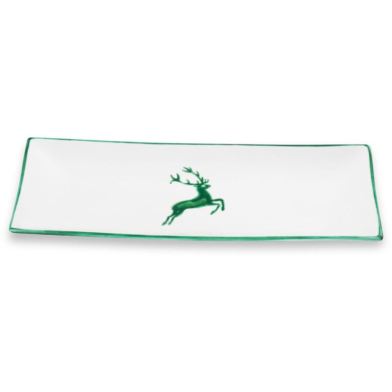 foto del prodotto gmundner keramik ceramica gmundner cervo verde, piatto rettangolare 36x15 cm 