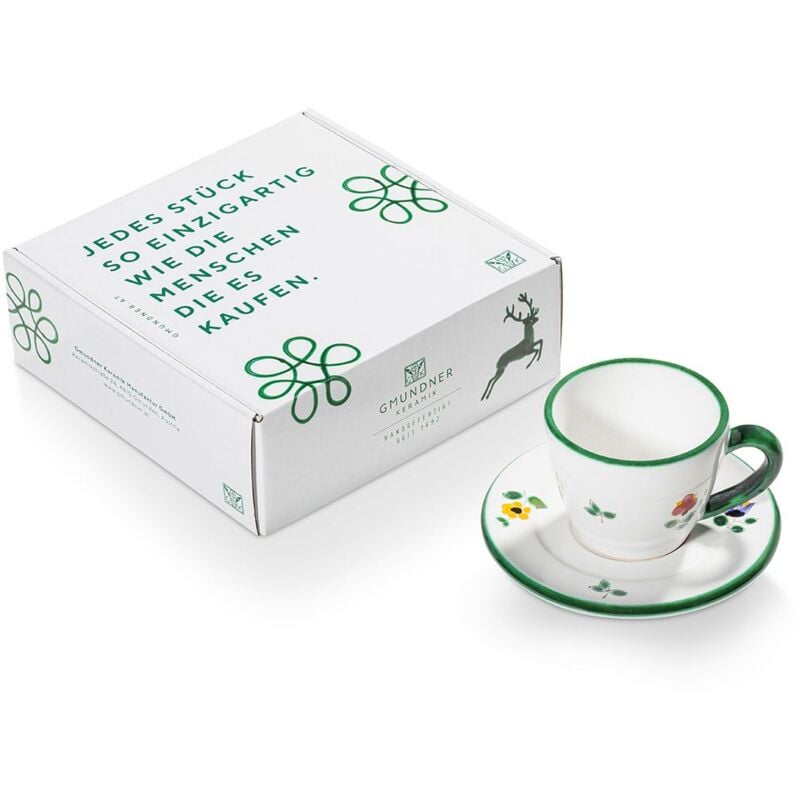 foto del prodotto gmundner keramik ceramica gmundner fiori sparsi espresso per te 2 pezzi confezione regalo