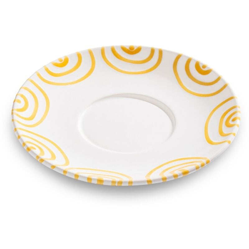 foto del prodotto gmundner keramik - ceramica gmundner giallo fiammato, piattino tazza da tè maxima (ø18cm)