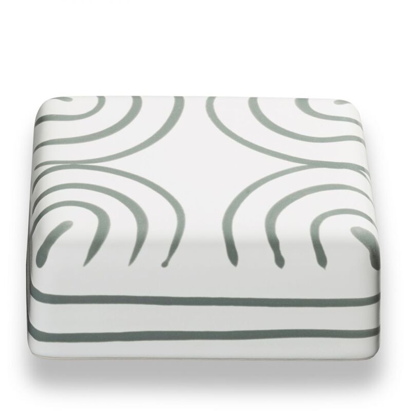 foto del prodotto gmundner keramik ceramica gmundner grigio fiammato, parte superiore del piatto da burro
