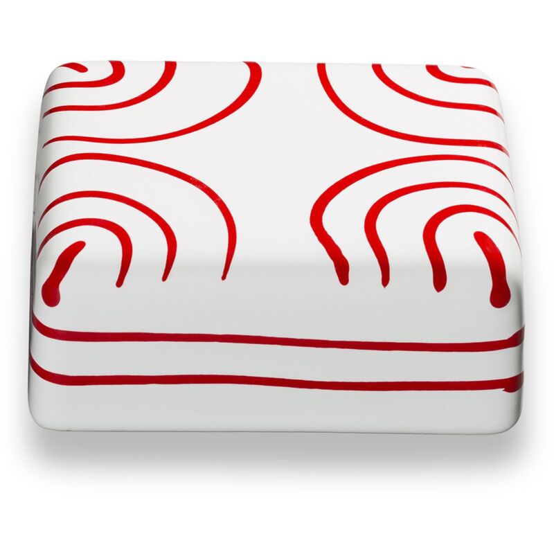 foto del prodotto gmundner keramik ceramica gmundner rosso fiammato, parte superiore del piatto da burro