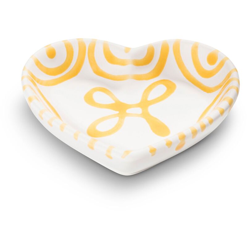foto del prodotto gmundner keramik ciotola a forma di cuore in ceramica gmundner fiammata gialla l10cm 
