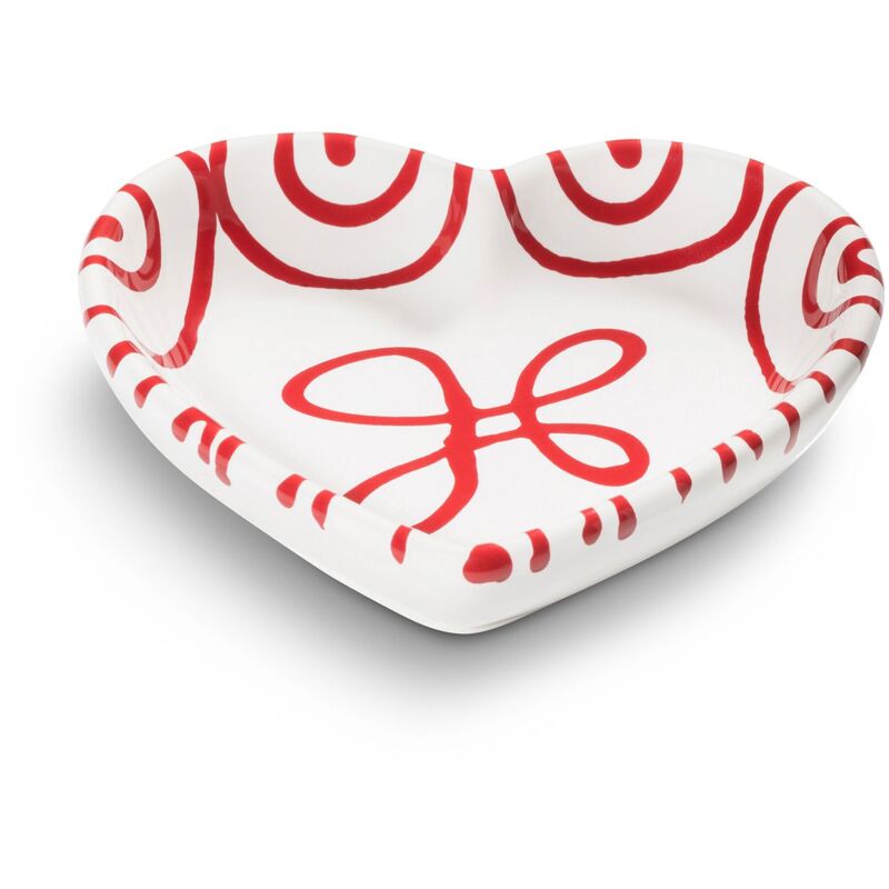 foto del prodotto gmundner keramik ciotola a forma di cuore in ceramica gmundner rosso fiammato l10cm 