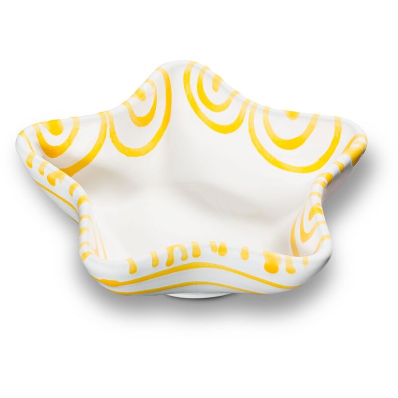 foto del prodotto gmundner keramik ciotola a forma di stella in ceramica gmundner fiammata gialla l 14 cm 