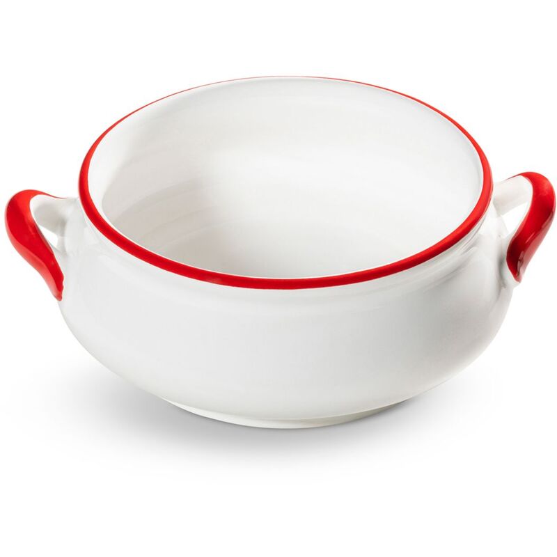 foto del prodotto gmundner keramik ciotola per zuppa con bordo rosso rubino 0,37l 
