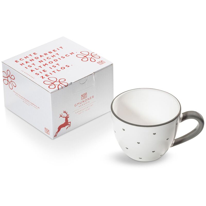 foto del prodotto gmundner keramik herzerl grey, tazza da t maxima da 0,4 litri in scatola