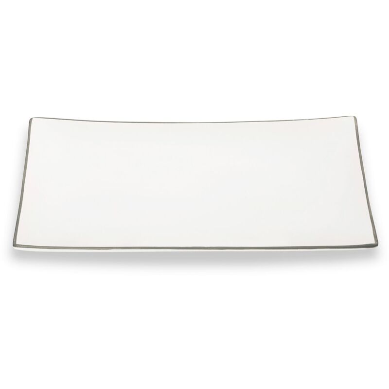 foto del prodotto gmundner keramik piatto rettangolare con bordo grigio in ceramica gmundner 30x20 cm 