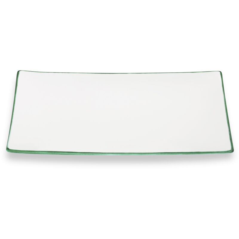 foto del prodotto gmundner keramik piatto rettangolare con bordo verde in ceramica gmundner 30x20 cm 