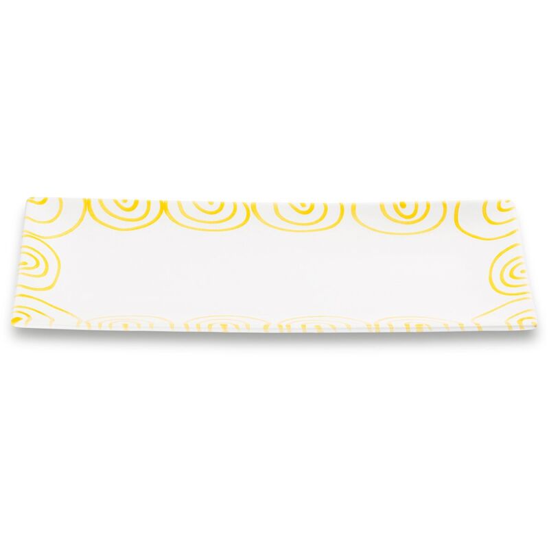 foto del prodotto gmundner keramik piatto rettangolare in ceramica gmundner giallo fiammato 36x15 cm 