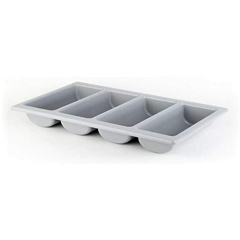 foto del prodotto gn 1 1 portaposate, portaposate, portaposate in plastica, quattro scomparti, 32,5 x 53 cm, altezza 10 cm, grigio aps