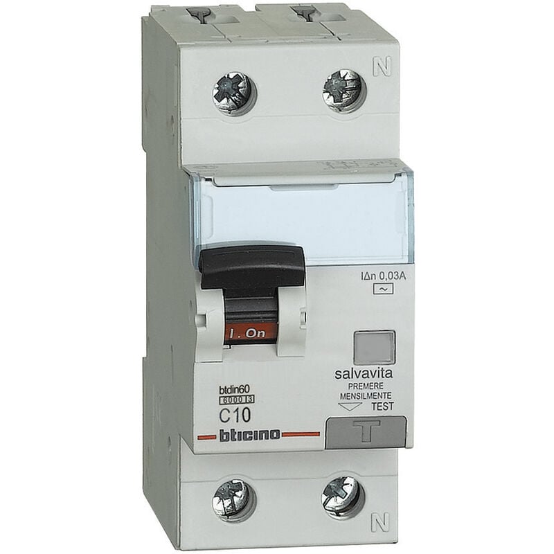 foto del prodotto gn8813ac10 interruttore magnetotermico differenziale btdin60 1p n tipo ac 10a bticino