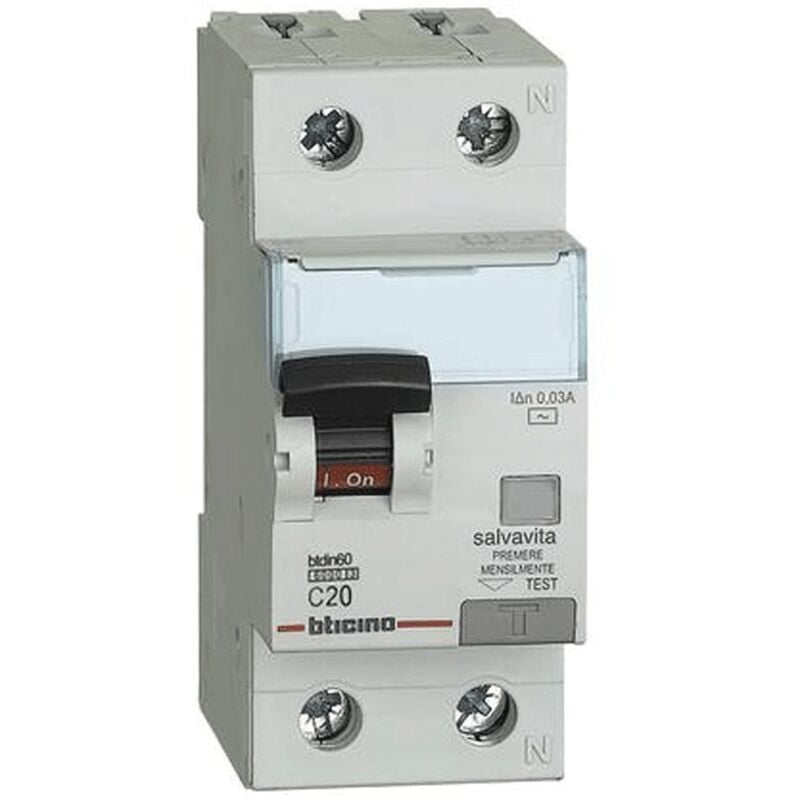 foto del prodotto gn8813ac20 interruttore magnetotermico differenziale btdin60 1p n tipo ac 20a - bticino