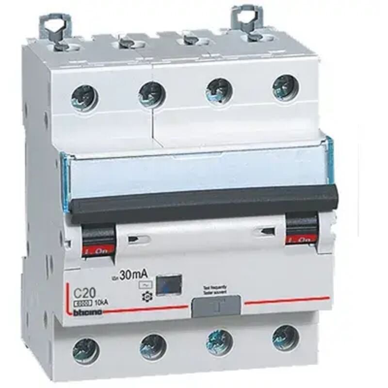 foto del prodotto gn8843ac20 btdin60 magn diff ac 4p 20a 6ka 30ma bticino