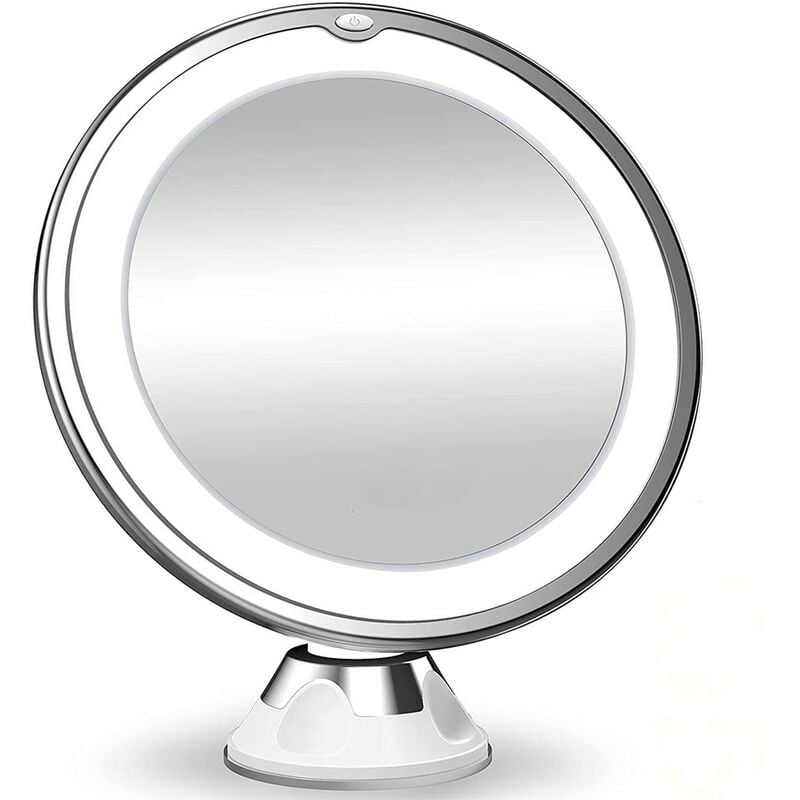 foto del prodotto gnc home specchio da bagno con ingrandimento 10x e luce a led ideale per il trucco e la cura della persona a casa offerta esclusiva