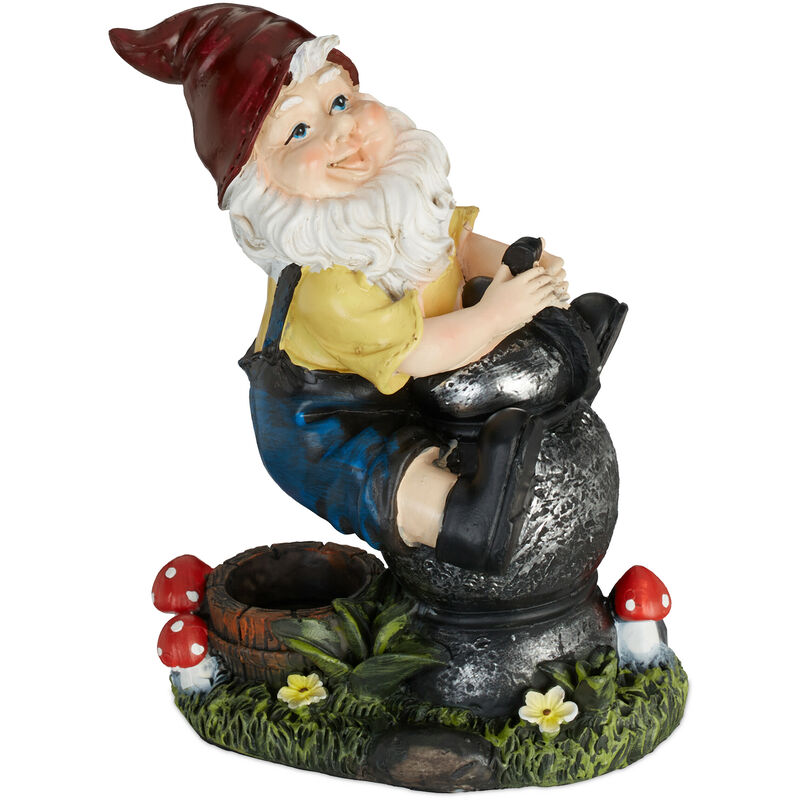 foto del prodotto gnomo da giardino, con lanterna, statua resistente a intemperie e gelo, hxlxp 15x7,5x10,5 cm, nano, colorato relaxdays