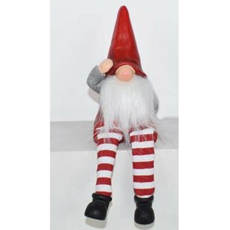 foto del prodotto gnomo elfo babbo natale per decorazioni addobbi natalizie set 2 idea regalo vetrine negozio piedi penzolanti in tessuto 12cm