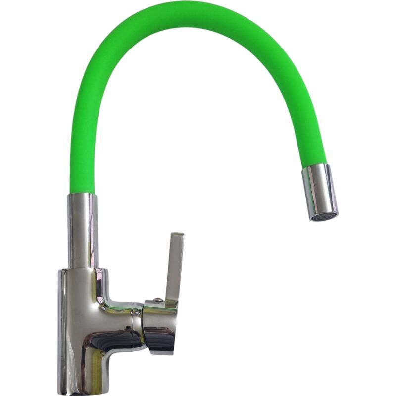 foto del prodotto go plast miscelatore lavello cucina con canna in silicone verde flessibile ambrosiana