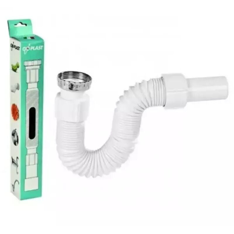 foto del prodotto go plast sifone scarico in polipropilene pp spiralato acciaio estensibile ed comprimibile per lavabo bidet e cucina 11 4 32