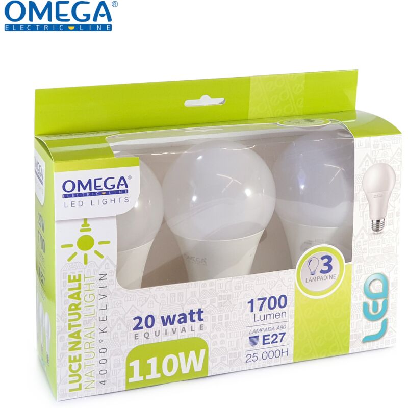foto del prodotto goccia led set in scatola 3pz a80 20w 4000k d12g12 driver hq