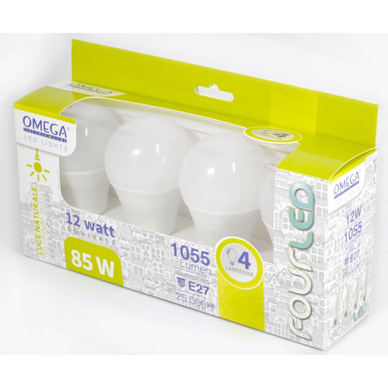 foto del prodotto goccia led set in scatola 4pz a60 12w 4000k d12g12 driver hq