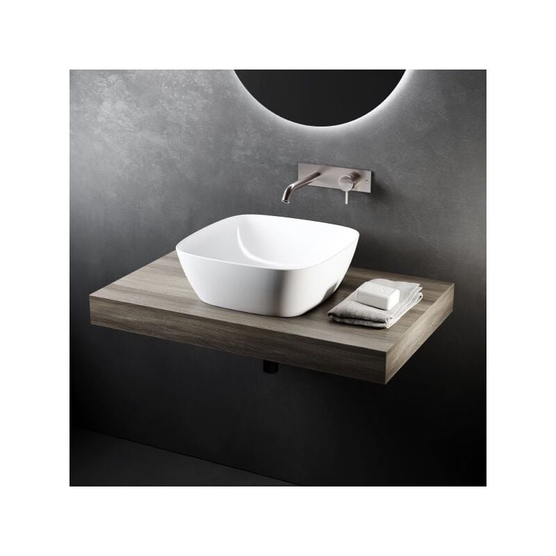 foto del prodotto goccia mensolone bagno per lavabo da appoggio 80cm dim. cm lxpxh 80x46x8 tabacco mobo