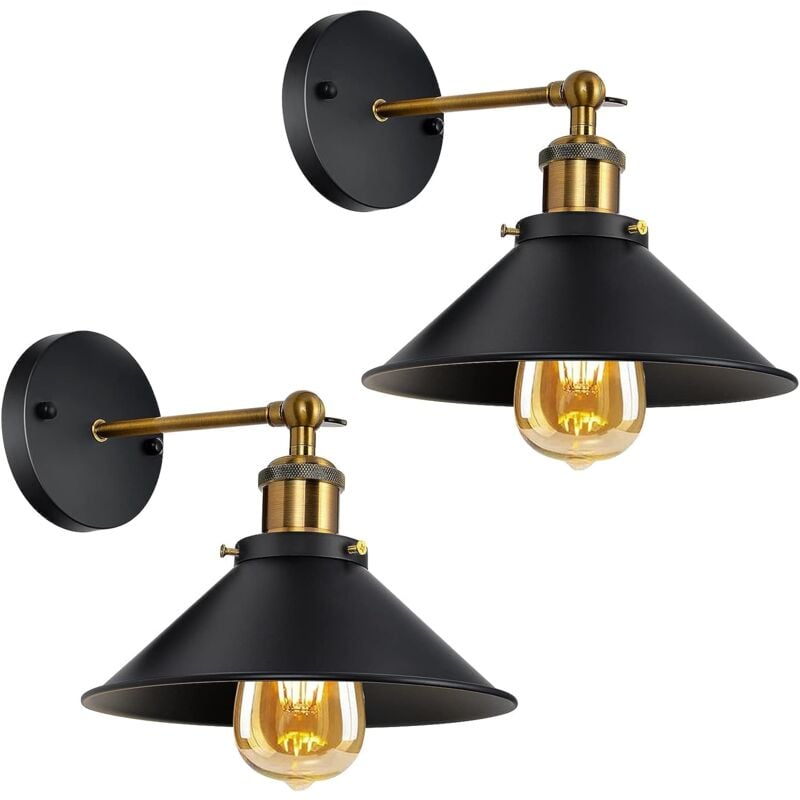 foto del prodotto goeco 2 pezzi lampada da parete per interni con base e27 vintage per camera da letto, ristorante, corridoio, caff , bar nero