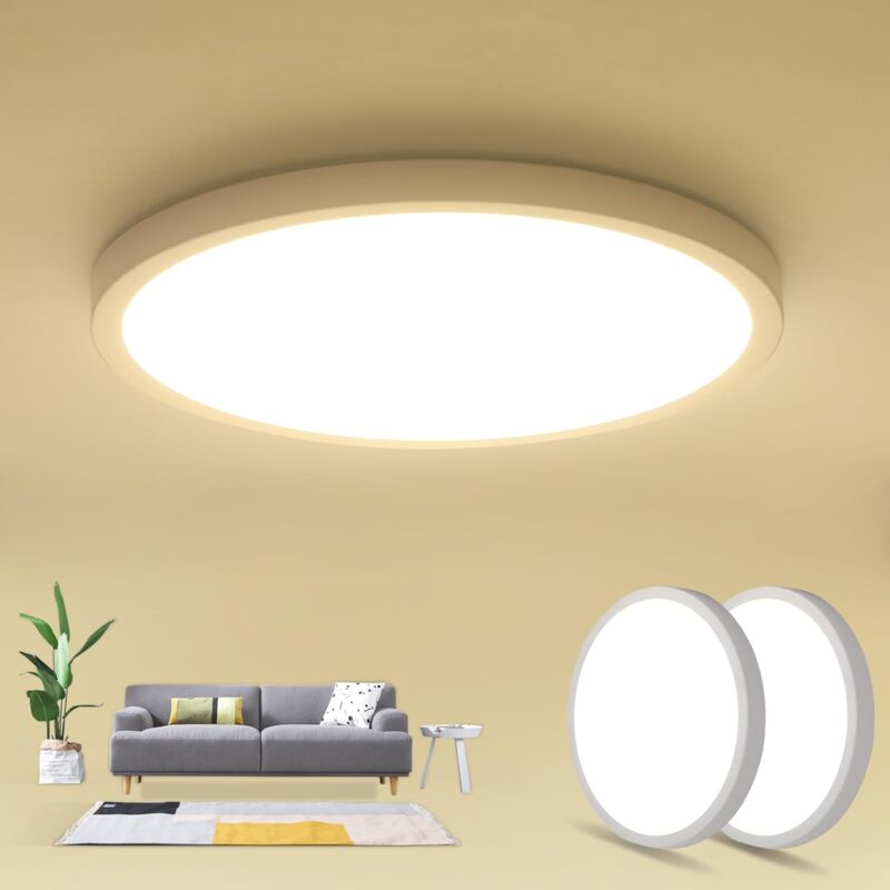 foto del prodotto goeco 2 pezzi luce a soffitto a led, luce da soffitto da bagno da 24 w