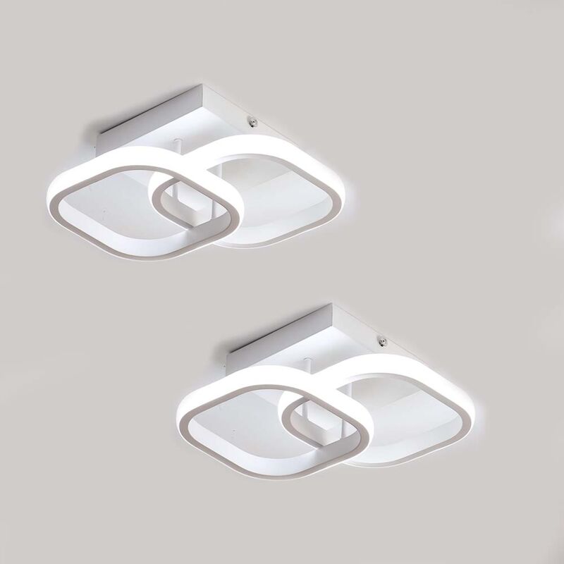 foto del prodotto goeco 2 pezzi plafoniera led 24w design moderno bianco freddo 6000k anello quadrato lampada a soffitto per cucina sala da pranzo camera da letto
