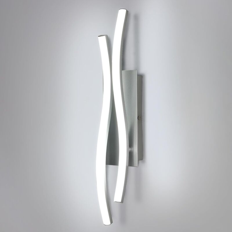 foto del prodotto goeco applique a led argento, 14w 1575lm, luce bianca fredda 6500k, paralume in alluminio per soggiorno, camera da letto, scale lunghezza 41 cm