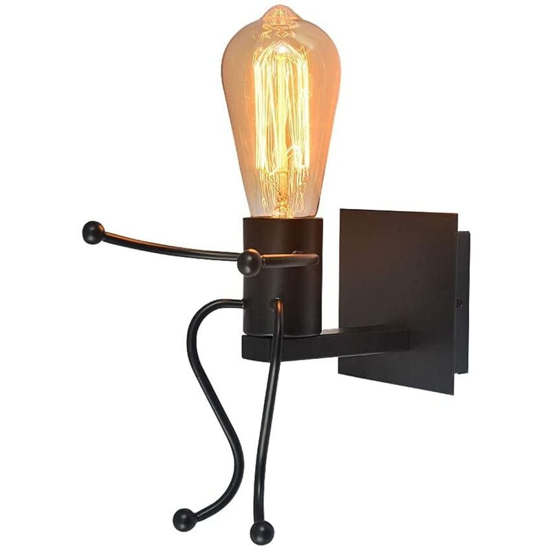 foto del prodotto goeco applique da parete moderna a led umanoide, applique da parete in ferro robot, lampada da parete per interni vintage e27 per soggiorno, camera