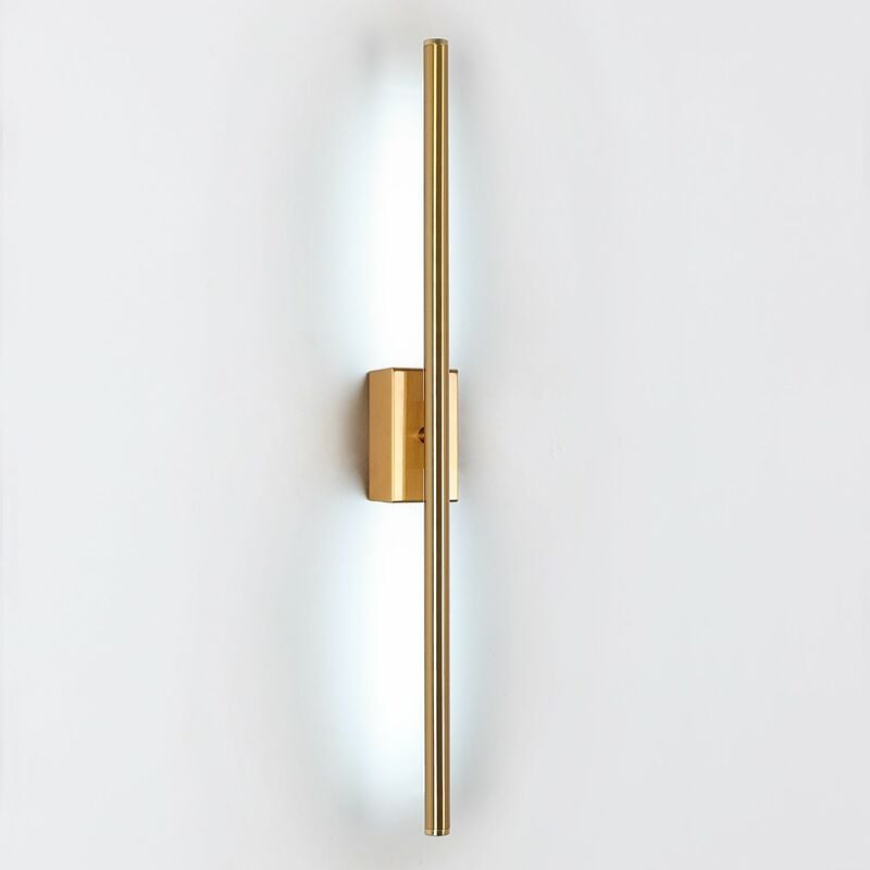 foto del prodotto goeco applique murale interna, lampada da parete led dorata a lunga striscia, luce per specchio del bagno 8w bianca 6000k