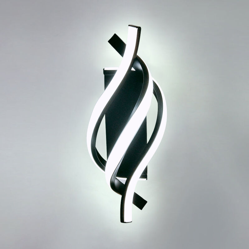 foto del prodotto goeco applique murale interna, lampada led da parete moderna 18w design curvo ip20, applique led 6000k luce bianca fredda 1620 lumen nero ip20, per