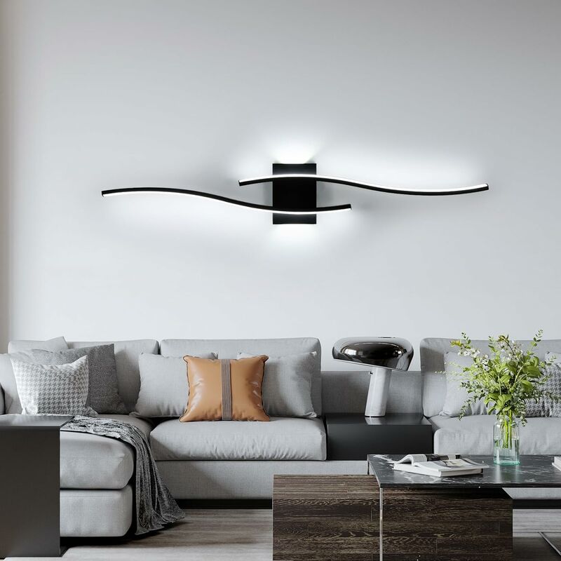 immagine 0 del prodotto goeco applique murale led interna, 27w 3000lm linee semplici lampada da parete moderna, luce bianca fredda 6500k, lampada da parete interna nera