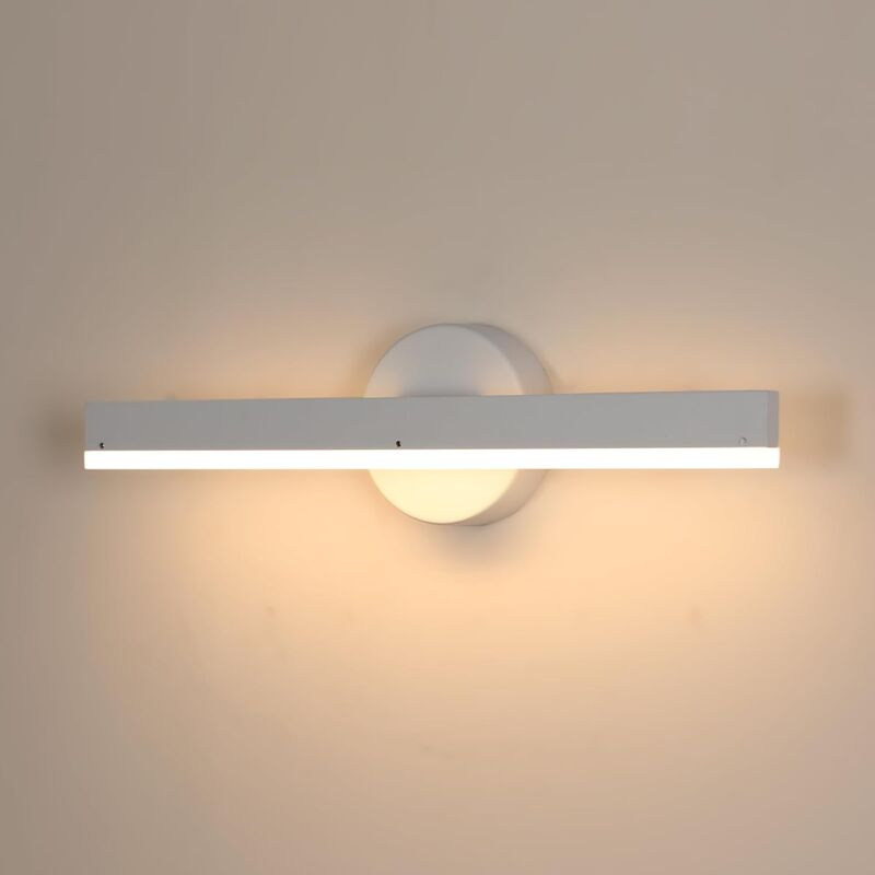 foto del prodotto goeco applique murale led moderna, 8w 426lm, lunga lampada da parete bianca 38cm, luce bianca calda 3000k per camera da letto, lampada specchio
