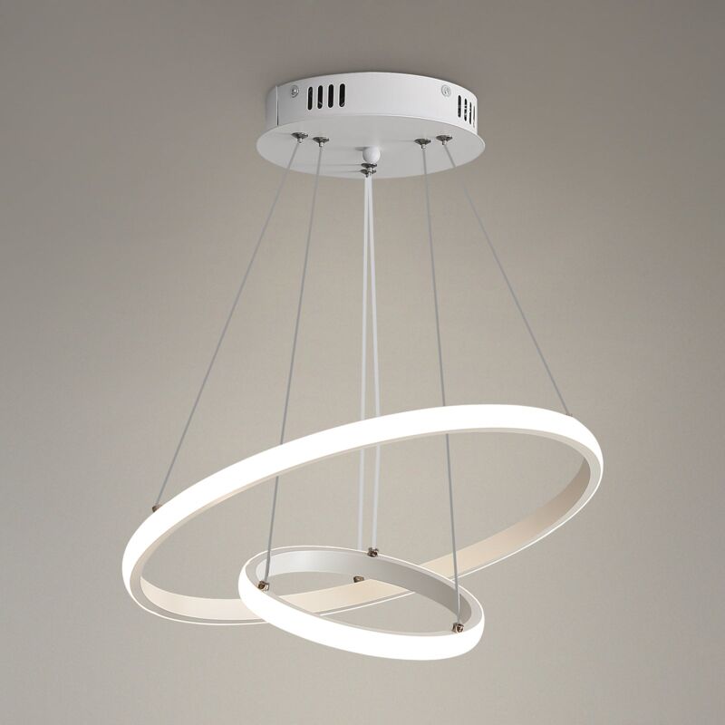 foto del prodotto goeco lampada a sospensione led, lampadario plafoniera led moderno bianco circolare, luce a sospensione 4000k, 30w 2700 lm per soggiorno camera da