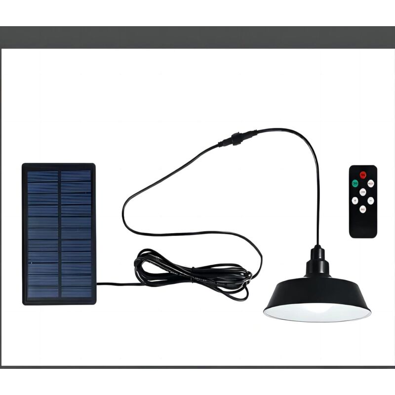 foto del prodotto goeco lampada a sospensione solare da esterno, capannone solare dimmerabile in 3 colori con telecomando, controllo della lampadina a led 6500k, per