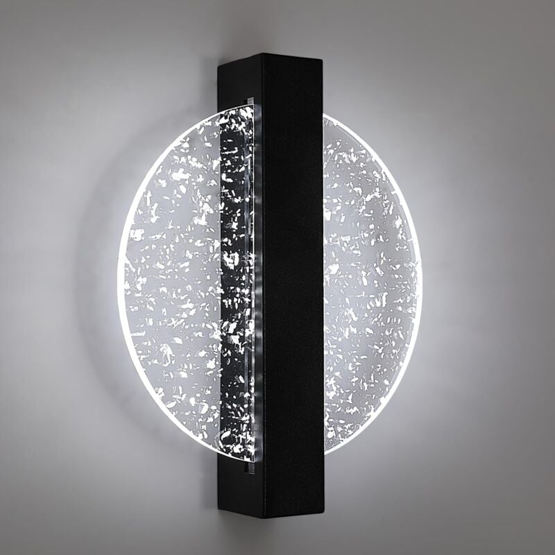immagine 0 del prodotto goeco lampada da parete a led per interni 12w, lampada da parete a led per interni creativa rotonda nera 1500lm luce bianca fredda 6500k con foglia