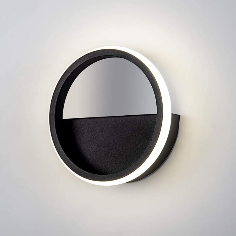 foto del prodotto goeco lampada da parete circolare alluminio, nero, 20x5,5 cm, luce calda 3000k, 12w, 220v